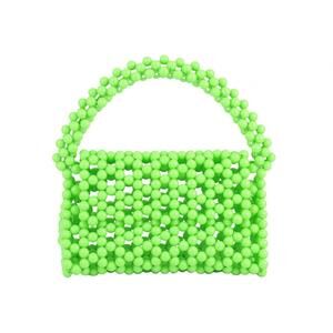 NEW MOST WANTED 70's style hand-beaded satchel bag in cyber lime